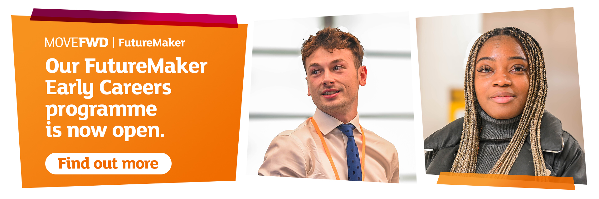 Banner highlighting new MoveFWD FutureMaker programme for helping with Early Career work experience